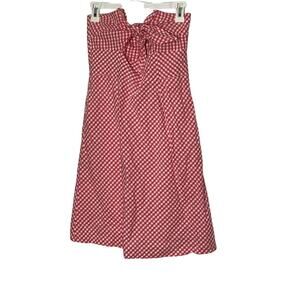 Vintage 90s B. Moss Pink‎ and white gingham strapless dress with bow detail